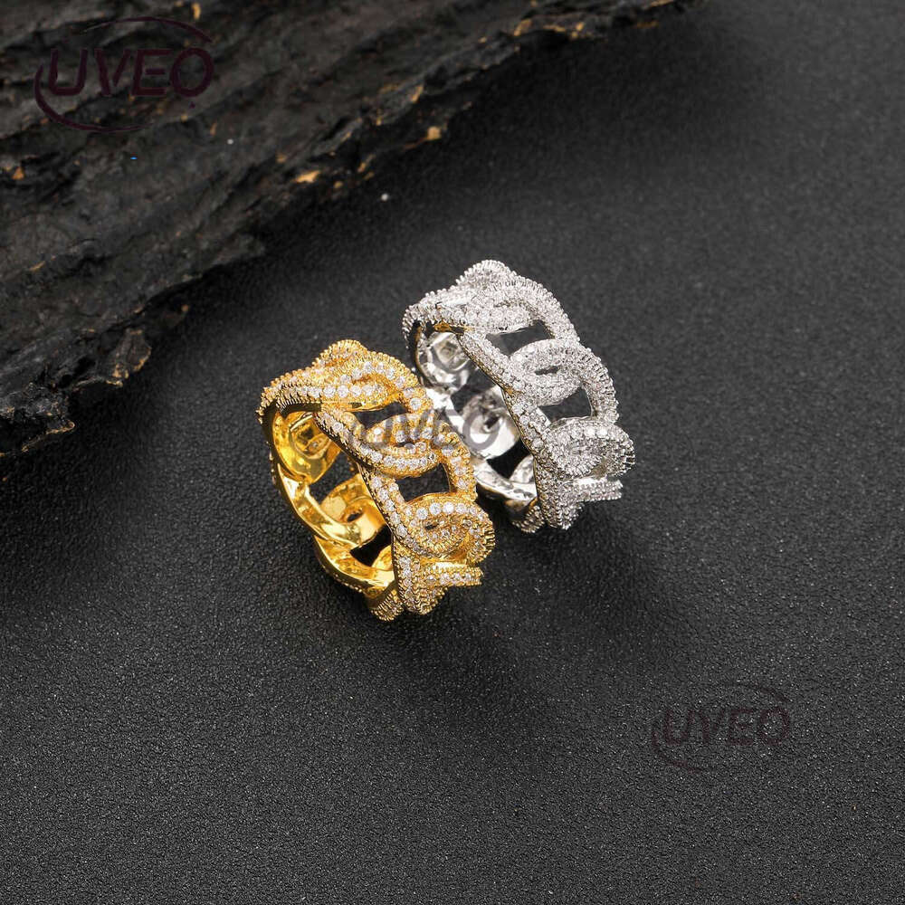 Luxury designer new Cuban chain plated with real gold, micro-inlaid ice out VVS Moissanite, hollowed-out all-diamond men's and women's hip h