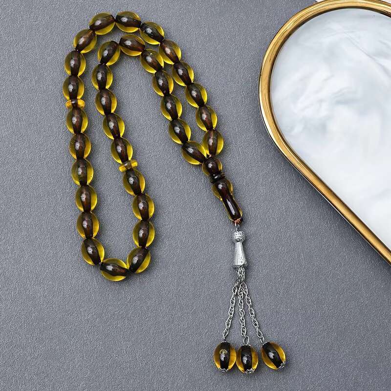 Trend Islamic Prayer Beads Crystal Rosary Necklace Chain Bracelets Muslim Tesbih Acrylic Religious Gift Unisex