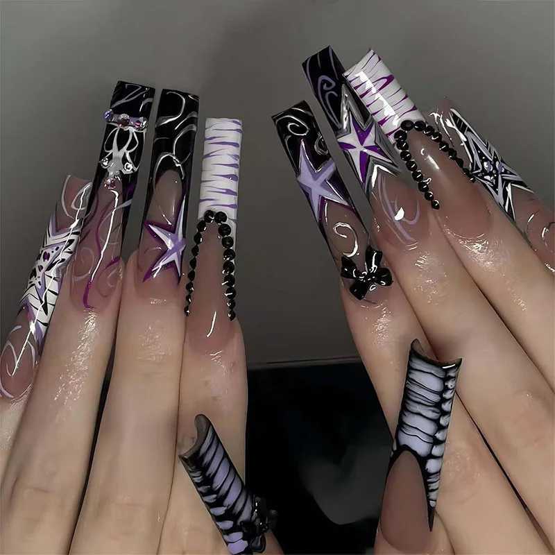 24Pcs Long False Nails Art Tips Designer Charms Pop Stretching Extension Fake Nails Supplies For Products Press On Y2K BalletT251118T251119