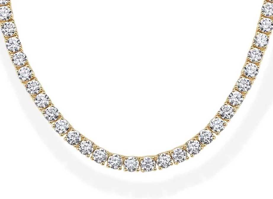 14K yellow gold-plated 4mm simulated diamond tennis necklace suitable for women size 16 inches 18 inchesT250418