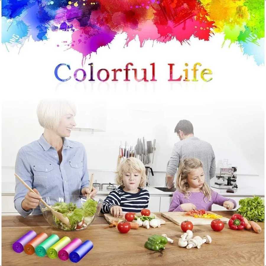 Small Trash bags 4 Gallon Garbage Bags Small Garbage Bags Wastebasket Trash Can for Bathroom Office 5 Rolls 100 Count Colored C251119