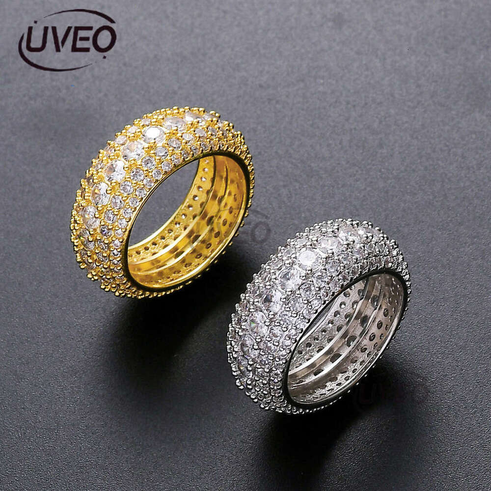Luxury designer inlaid ice out VVS Moissanite sterling Silver Gold Plated Men's and women's Hip Hop rings Free shipping