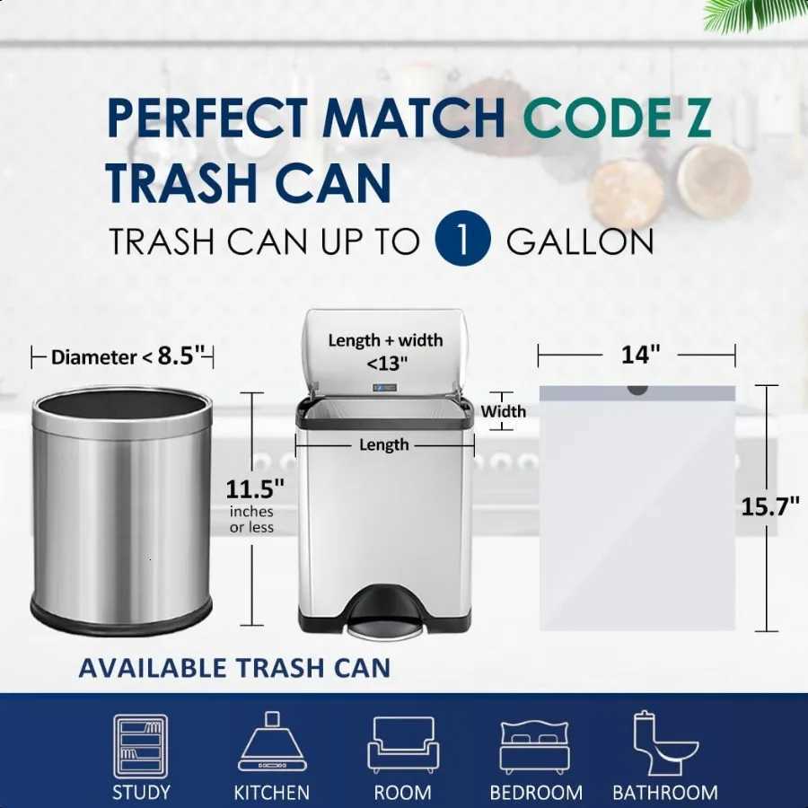 1 Gallon 100 Counts Mini Strong Drawstring Trash Bags Garbage Bags by fit 34 Liter Small Trash Can Tiny Waste Basket Liners for C251119