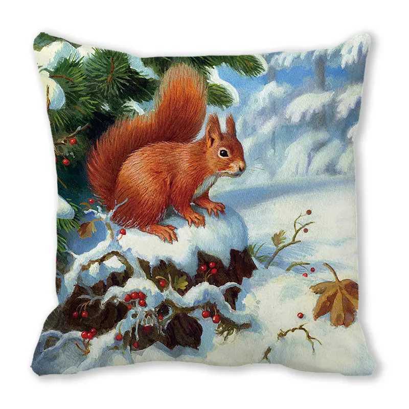 Christmas tree Santa Claus gift elk Digital printing short plush covers for car sofa office cushion cover home goodsM251119