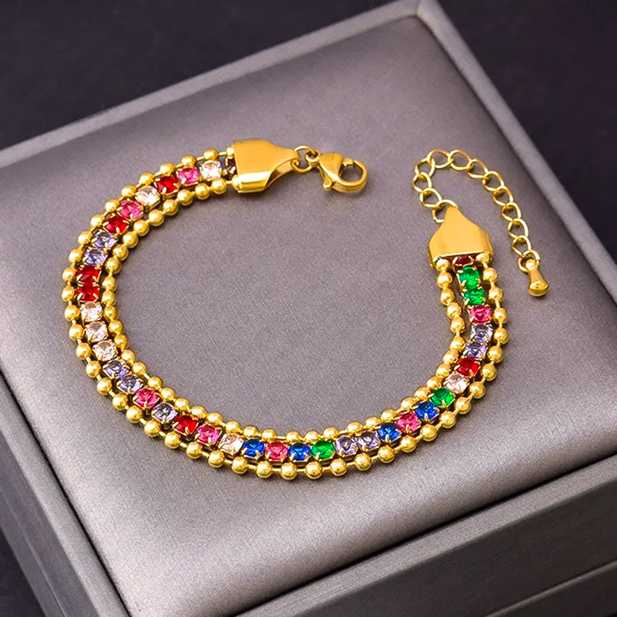 Designer Bracelet Bracelet for Women Colorful Diamond Bangle Tassel Chain Layered Bangles Luxury Jewlery Designer for Women Elegant Sparkling Timeless