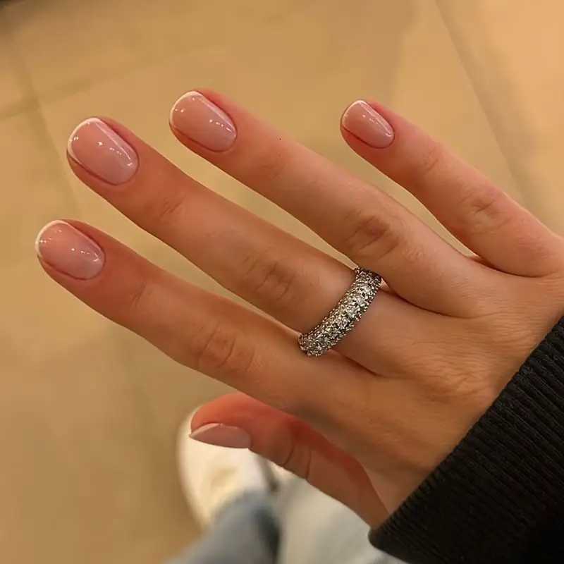 120PCS Short Square White French Simple Shiny False Nails Fashionable Wearable Nails Suitable for Daily Work StudyT251118T251119