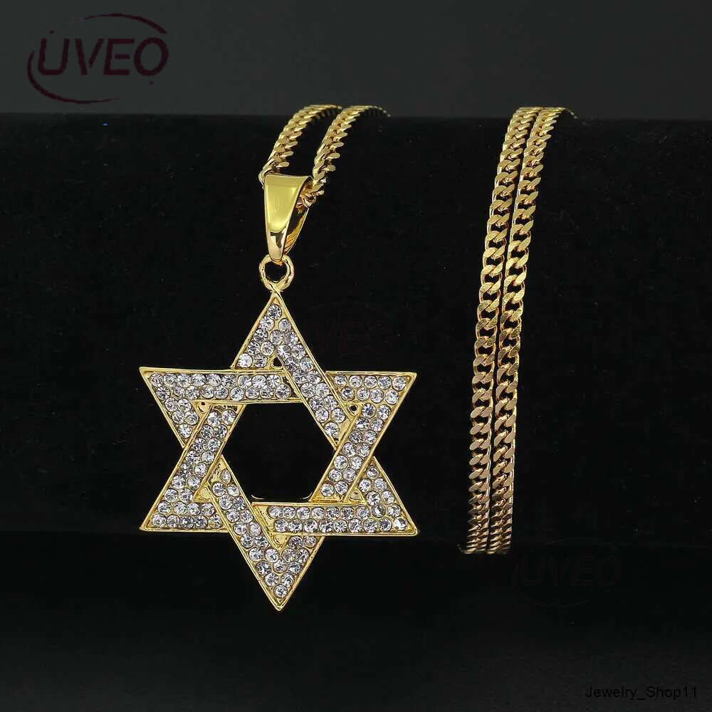 cuban Moissanite pendant necklace pass GRA certified Rhie Star of David Pendant Necklace Hip Hop Jewelry sier
