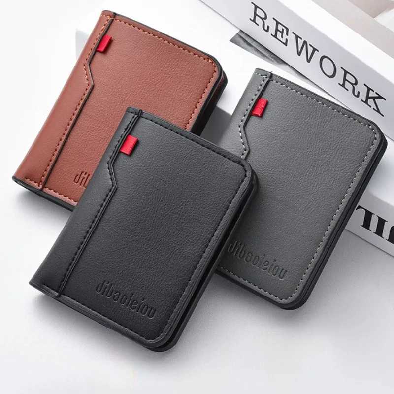 2025 New Mens Retro Style Slim Mini Vertical PU Leather Wallet for Men Ultra Thin Compact Card Holder Cash Pocket PortableT251119