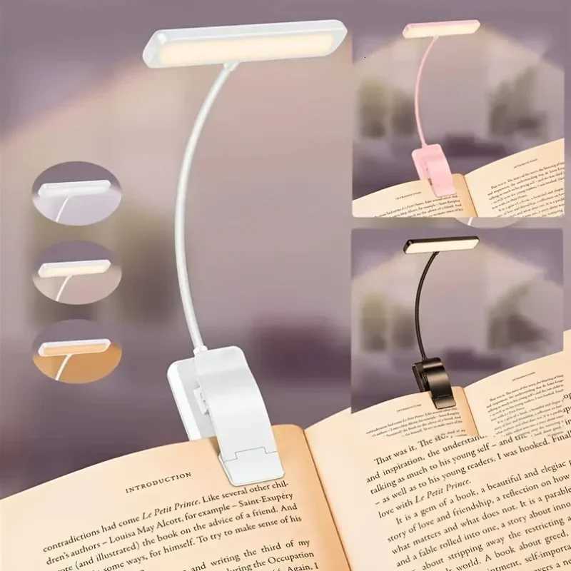 1 pcs USB Rechargeable Book Light 3 Color Adjustable LED Reading Lamp with Clamp Eye-Care Night Light for Bed Study Desk M251120