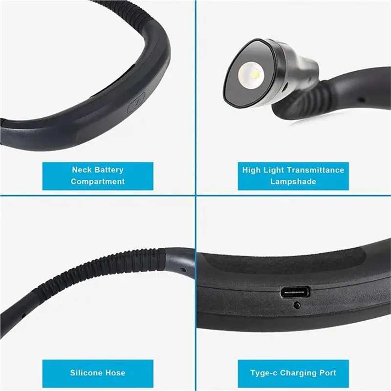 LED Neck Hung Light Hands-Free Neck Light 3 Level Light 3 Temperature Rechargeable USB Reading Lamp High Quality Neck Book Light M251120