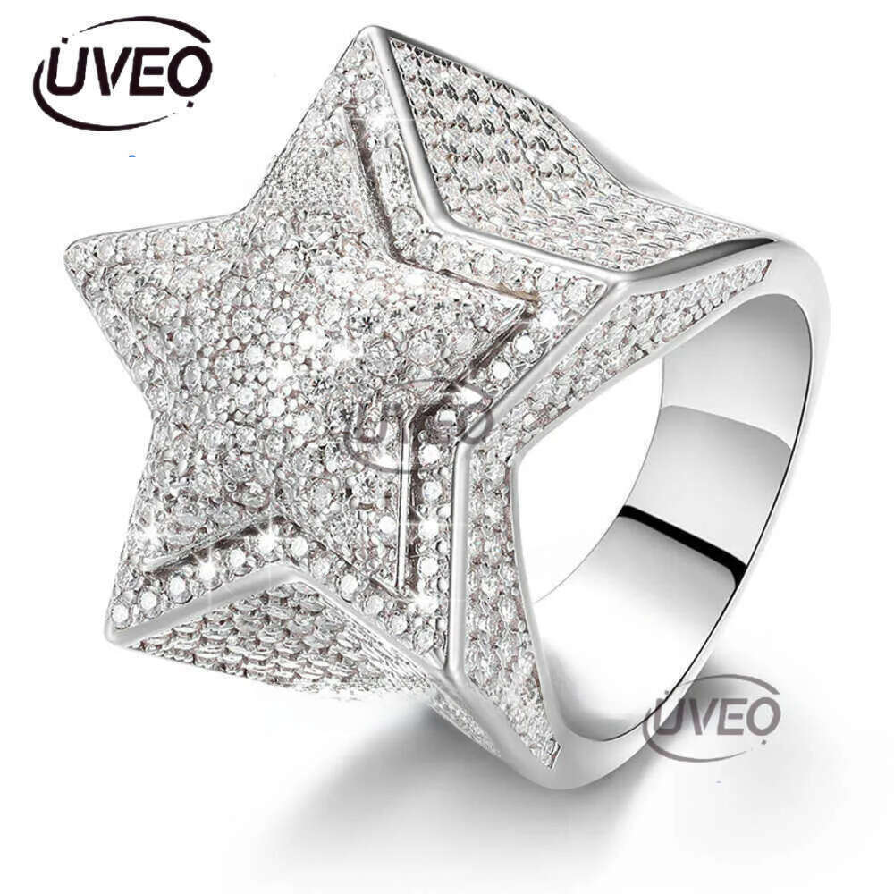 Luxury designer VVS Moissanite Ring with GRA Certificate Hip Hop Men Women's Fine Jewelry Ice Out Gold Plated Ring Free shipping