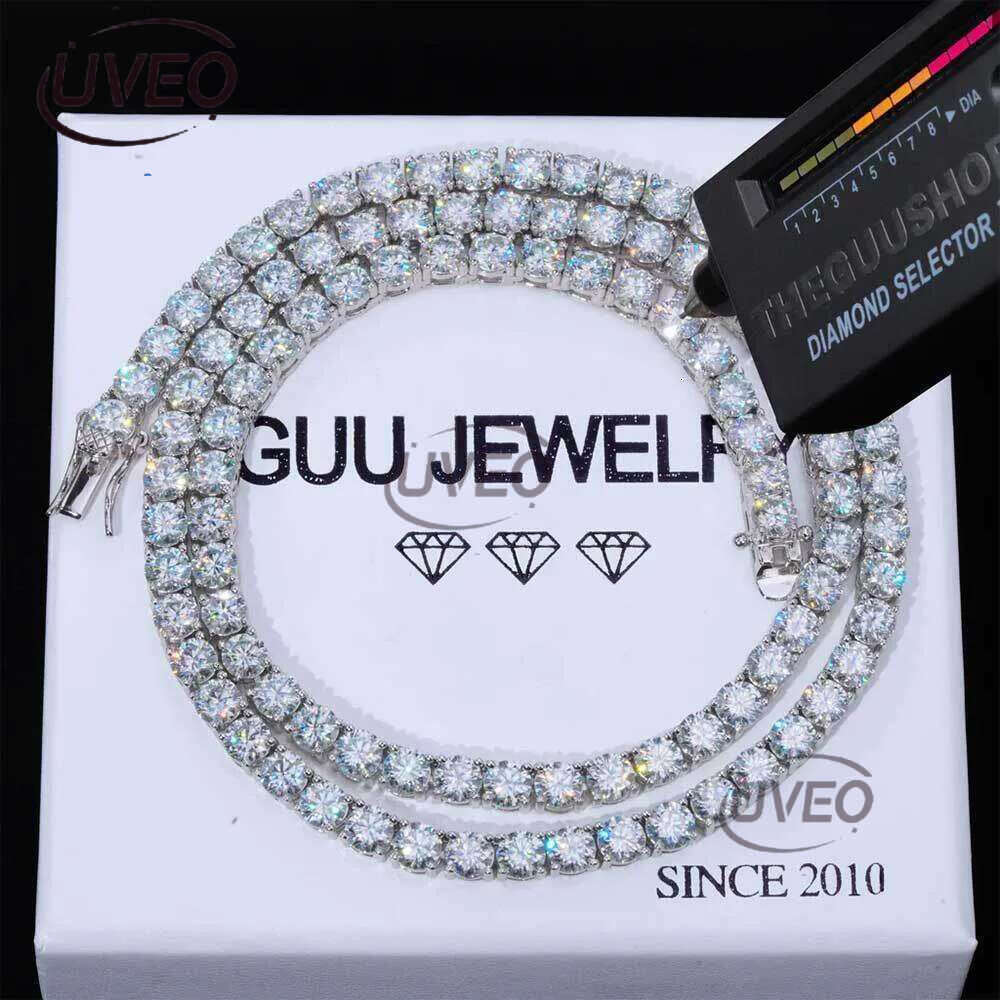 HipHop Jewelry ice out 3mm 4mm 5mm 6mm sterg sier VVS Moissanite Dia Tennis k Chain Bracelet Necklaces