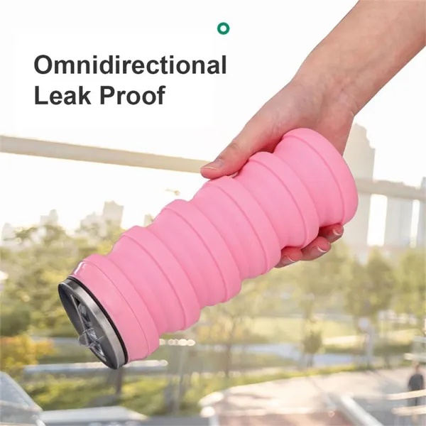 480ml Foldable Silicone Cup Creative Protable Travel Cycling Running Water Bottle Folding Outdoor Sports Kettle Drinkware Z260202