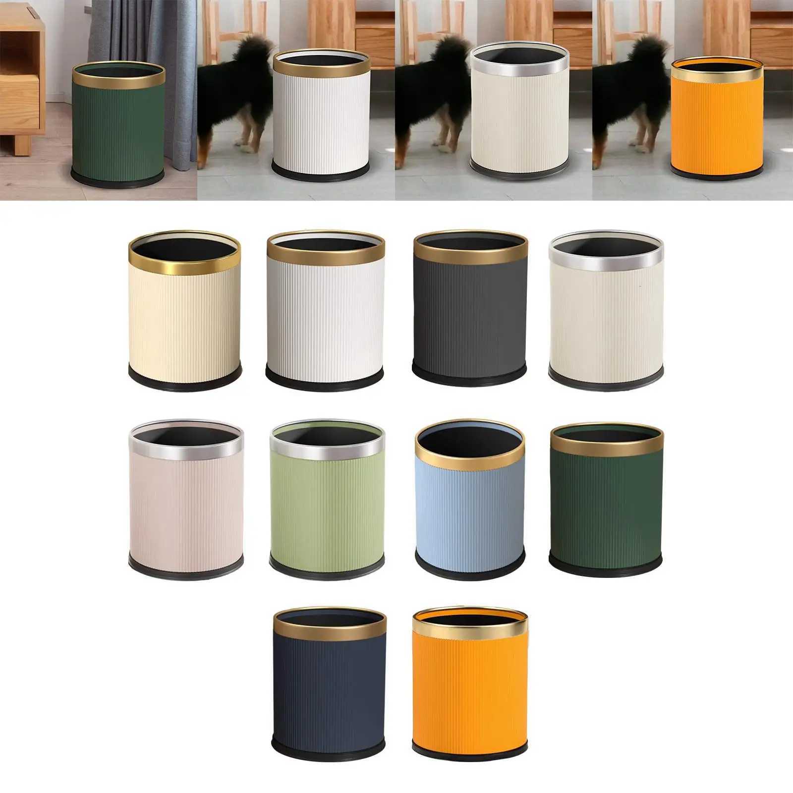 Open Top Trash Can Modern Dustbin Simple Rustic Waste Basket Lightweight Garbage Can for Study Room Bathroom Dorm Restroom Hotel C251120