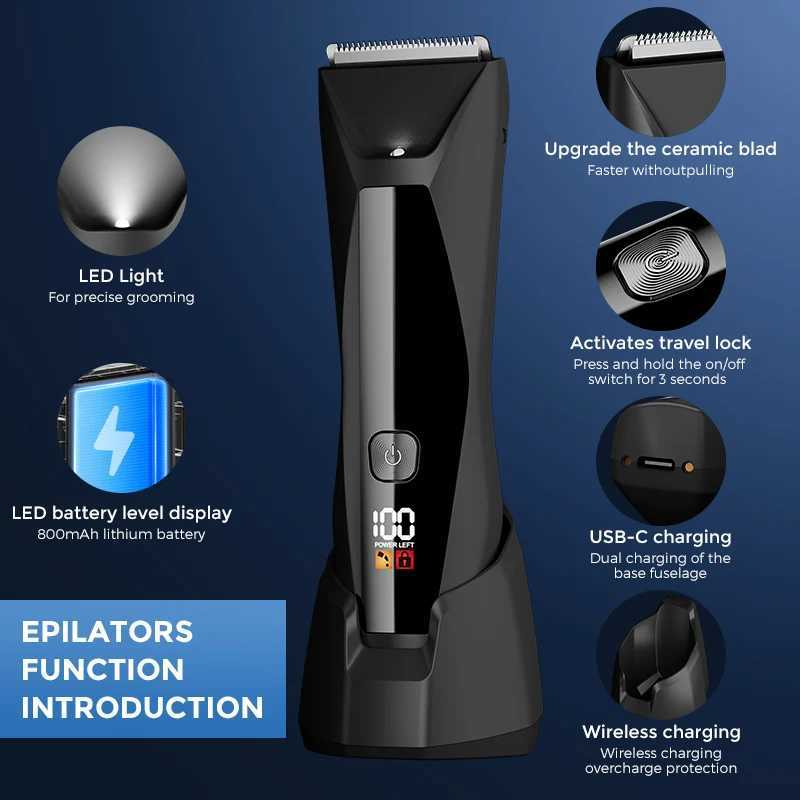 Sejoy Men WetDry with LCD Display Rechargeable Haircut Machine Charging Base Hair Trimmer Intimate Hair ClipperT251120