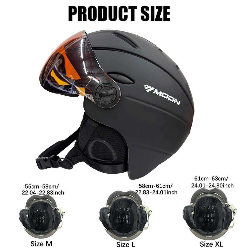 MOON Professional Integrally-molded Half-covered Ski Helmet Sports men women snow Skiing Snowboard Helmets with Goggles cover L251120