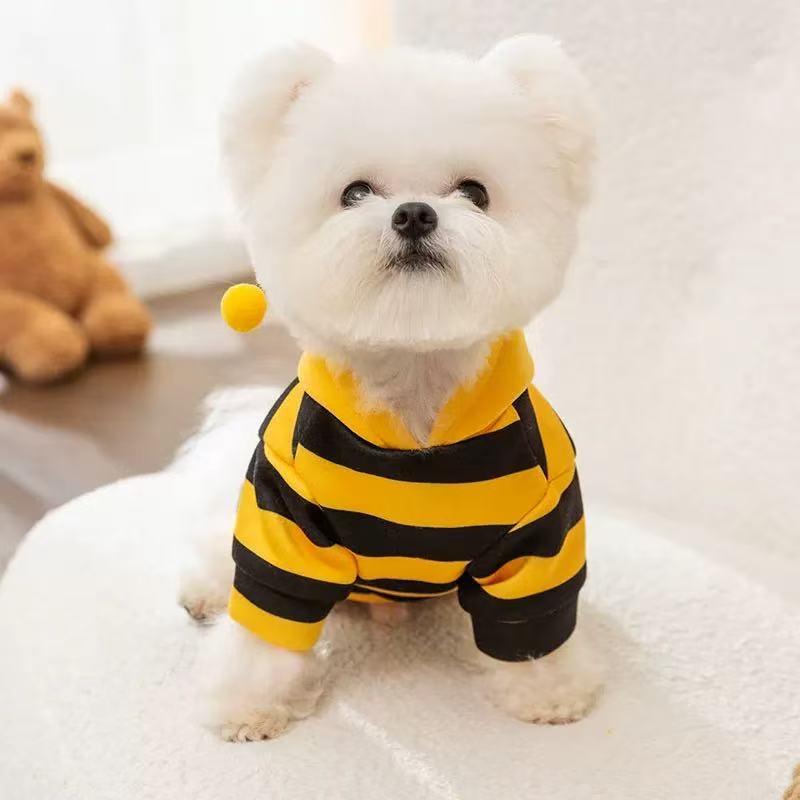 T0008Puppy bee sweater spring autumn winter Bichon Pomeranian Teddy clothes new anti-hair loss pet clothing
