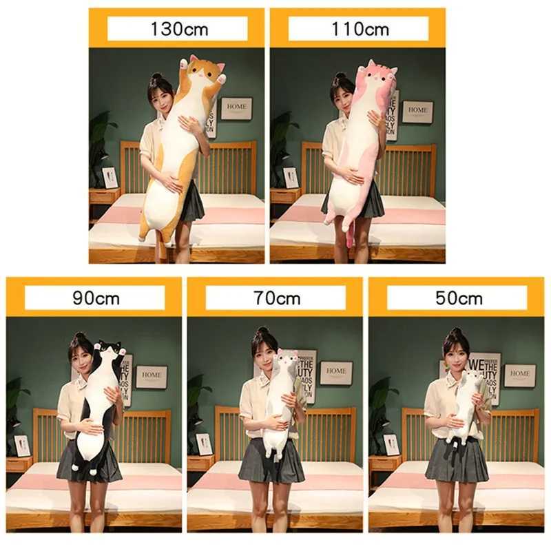 50cm Funny Joy Cute Soft Long Cat Plush Toys Pause Office Nap Pillow Bed Sleep Home Decor Doll for Kids Girl Gift G251120