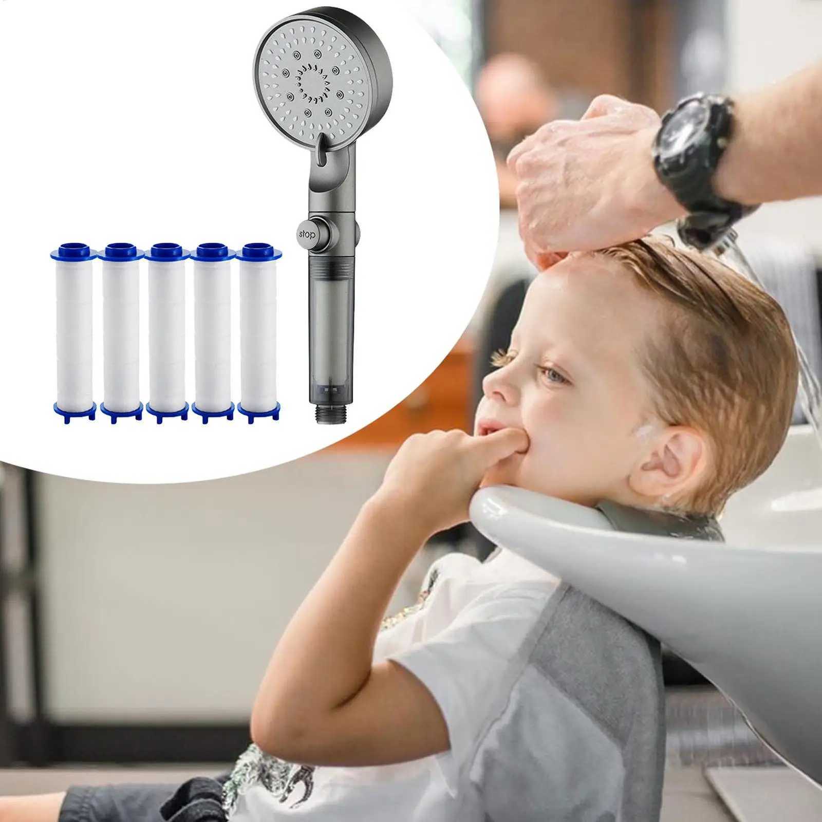 Shower Head 5 Modes Filtered Shower Head with Handheld Silicone Nozzles Adjustable Faucet for Bathroom Home Gym Dorm ApartmentM251120