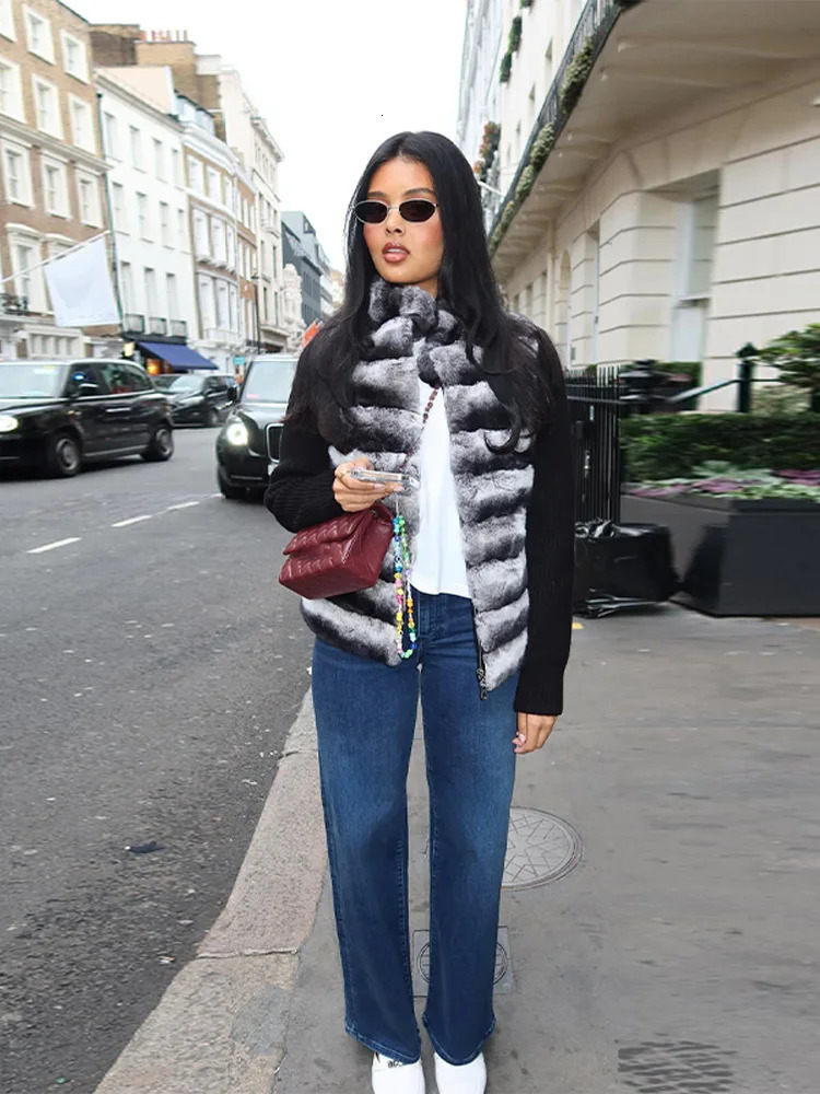 Chic Faux Fur Patchwork Coat Women Knitted Sleeves Stand Collar Zipper Sweater Female 2025 Autumn Winter Casual Lady Cardigan251120