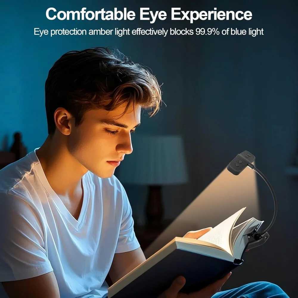16 LED Wingy Book Light Rechargeable Book Lamp Reading Light in Bed 3 Color Temperatures Dimming Brightness Read Light Read Lamp M251120