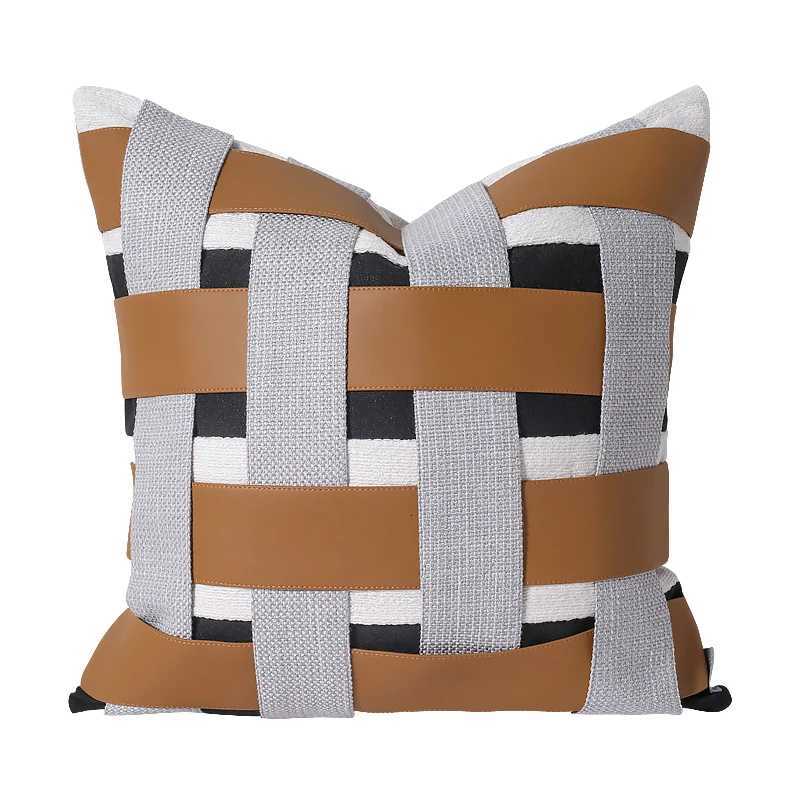 Pillow Case Simple and modern hotel bedroom square orange black woven sofa living room decoration restaurant winery C251120