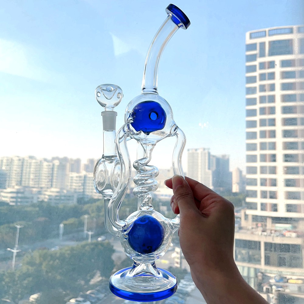 Thick Recycler Hookah Bubbler Glass Bong Pipes Heady Diffused Water Pipe Smoking Shisha Accessory with 14mm Joint