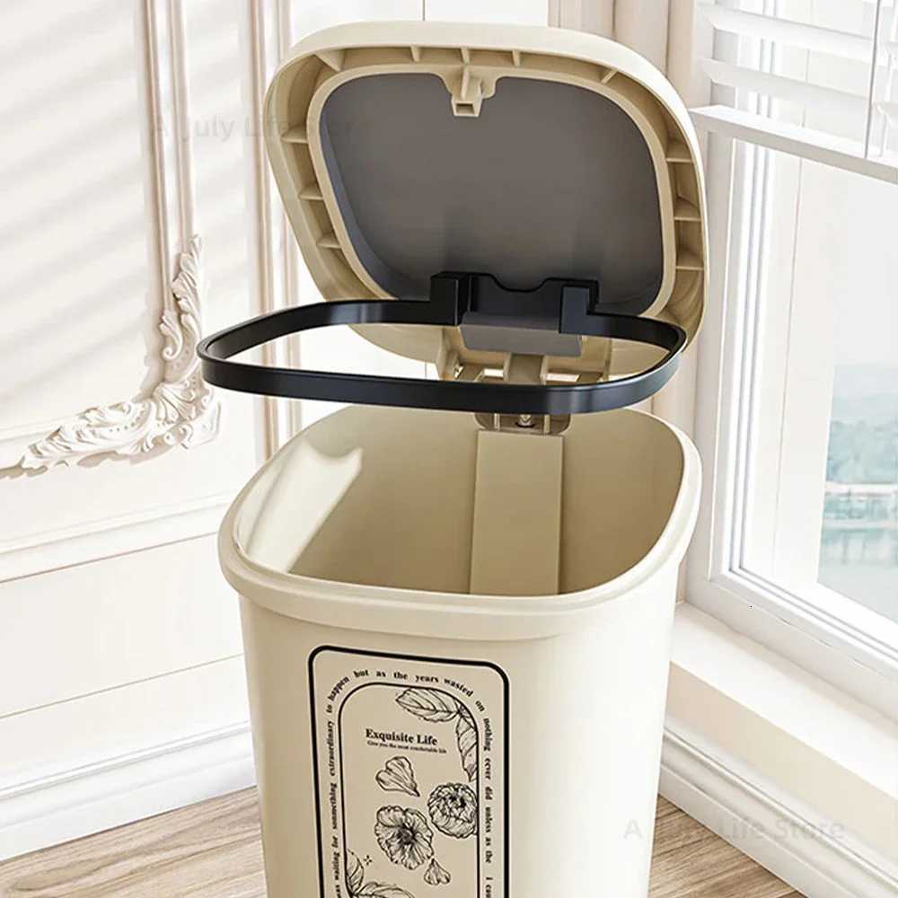 Trash Can Bathroom 15L New Pedal Waterproof Wastebasket with Lid Recycle Bin Storage Bucket Food Waste Kitchen Accessories C251120
