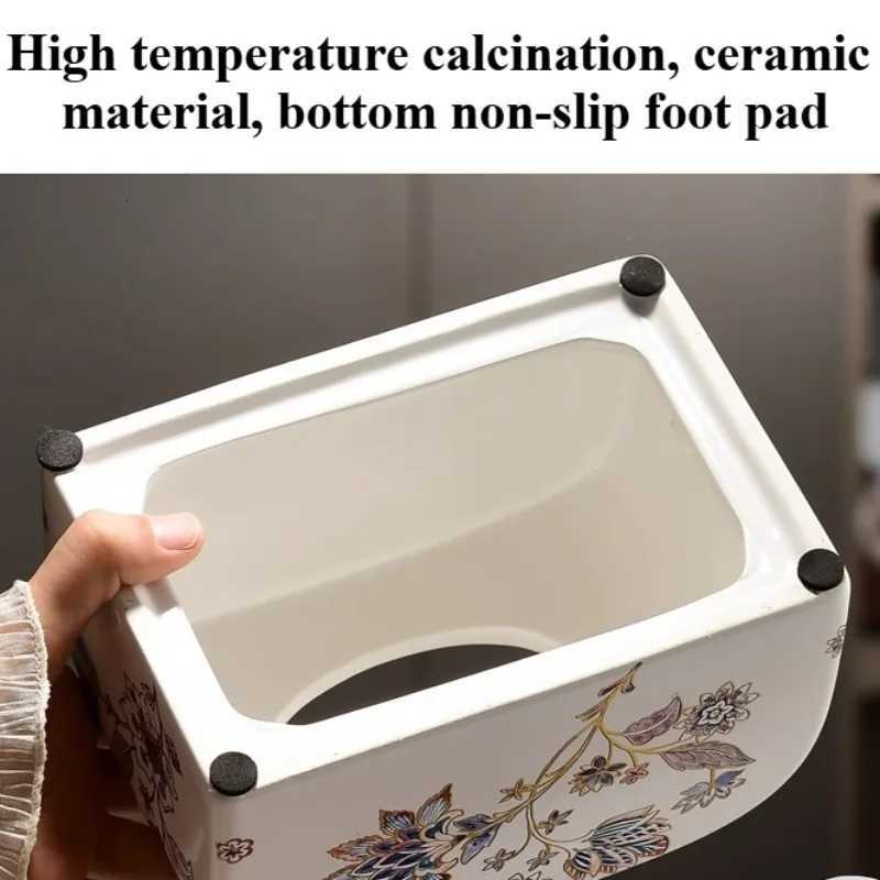 Vintage Ceramic Tissue Boxes Elegant Morden Nordic Tissue Boxes Luxury Hand Painting Design Napkin Cases Kitchen Decorations C251120