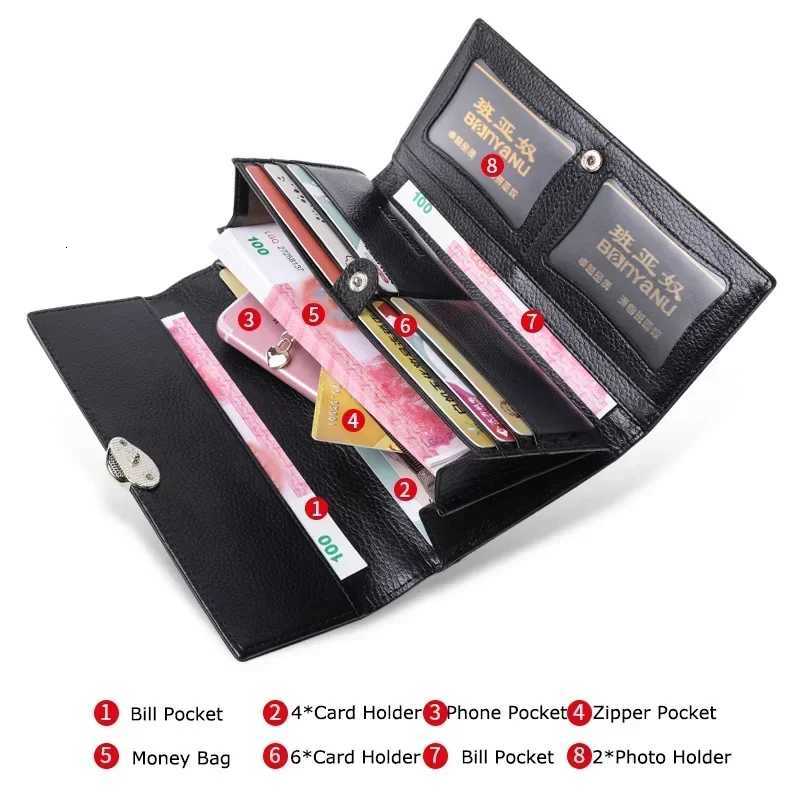 New Fashion Women Wallet with Metal Leaf Luxury Genuine Leather Long Wallets Rfid Card Holder Purse Blue Clutch Bag for LadiesW251120