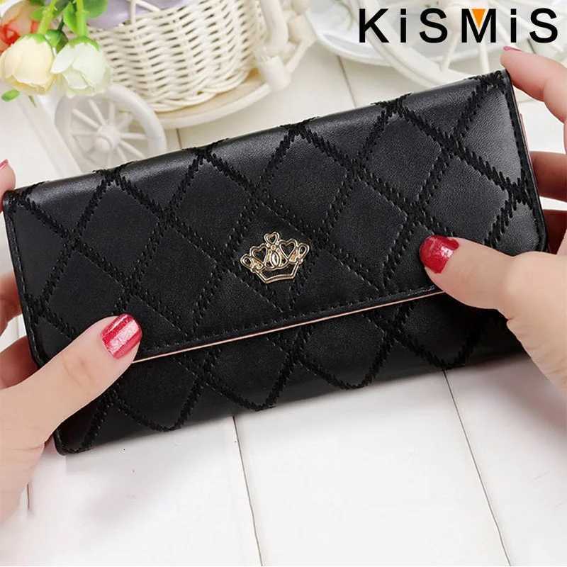 KISMIS Wallets for Women Cute Pink Pocket Womens Wallets Purses Plaid PU Leather Long Wallet Hasp Phone Bag Money Coin Pocket CaW251120
