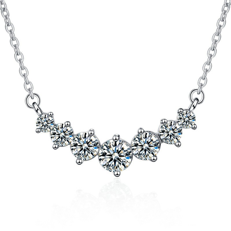 925 silver hot selling new moissanite straight seven star necklace women's pendant collarbone chain simple and fashionable