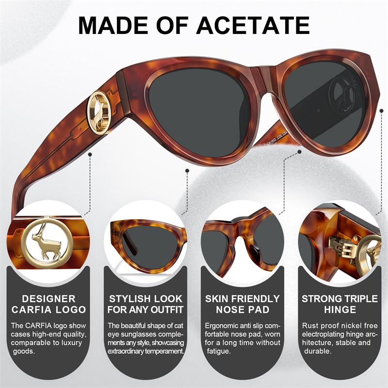 CARFIA Trendy Women's CatEye Sunglasses - Bold Style with Designer Finish, Polarized UV400 Protection with box