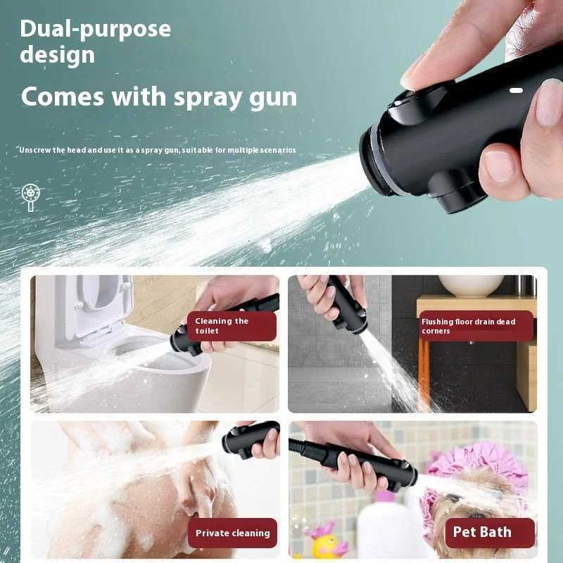 6 Modes Stainless steel high press shower head nozzle Boosting showerhead nozzle Household bathroom shower with hose kitM251120