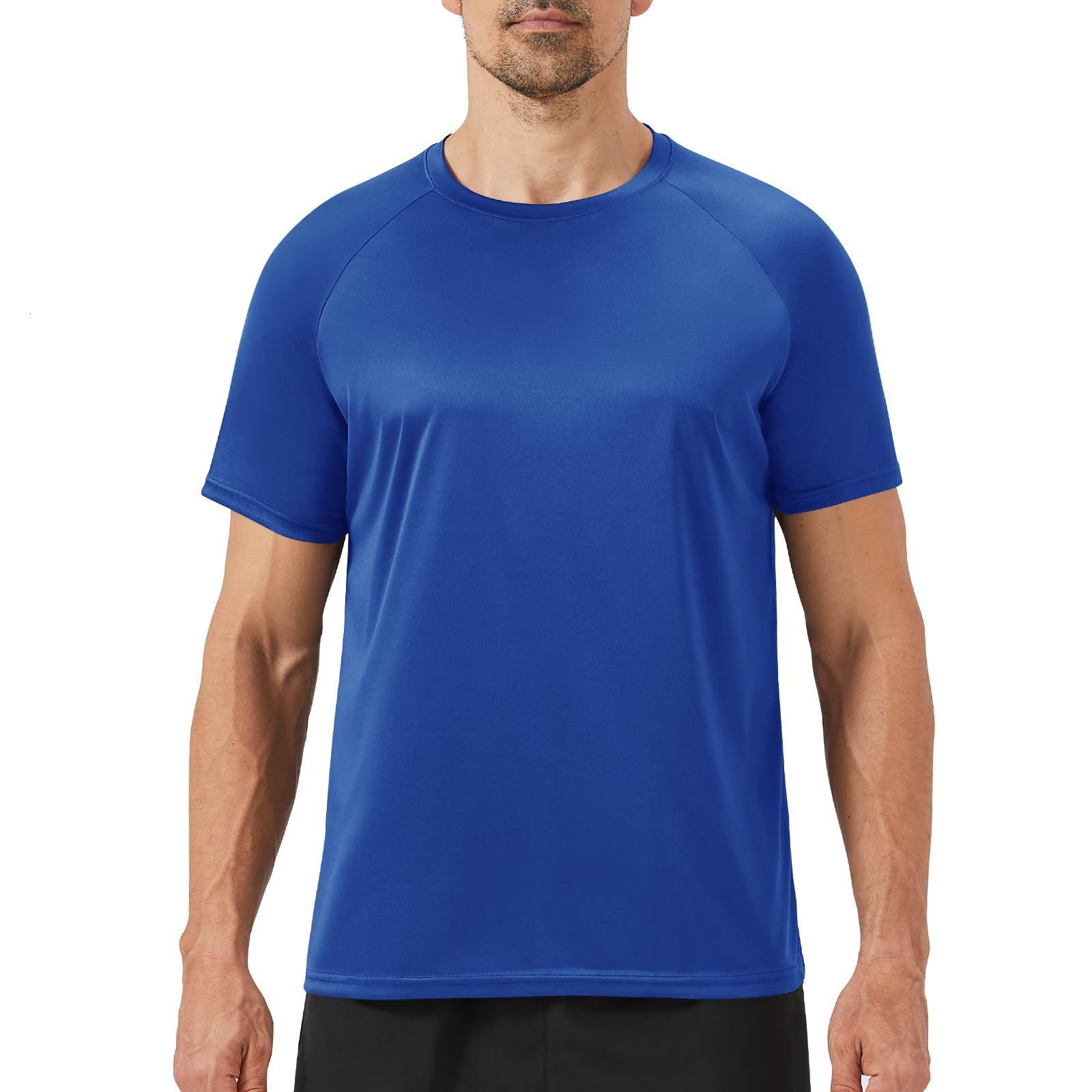 Mens round neck short sleeved fitness sports fashion T-shirt summer thin quick drying slim fit top breathable casual