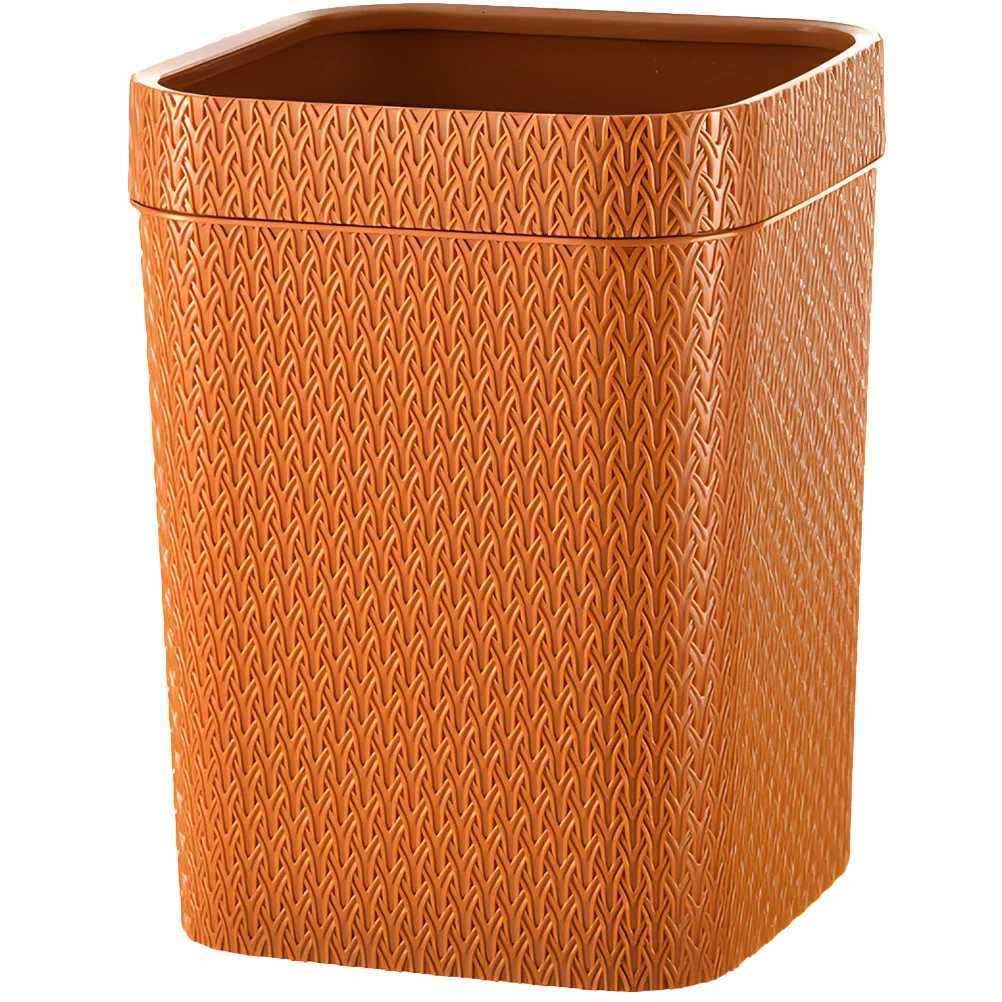 Imitation Rattan Woven Trash Can Rustic Lidless Wastepaper Holder Home Office Kitchen Wastebasket Decorative Garbage Bin C251120