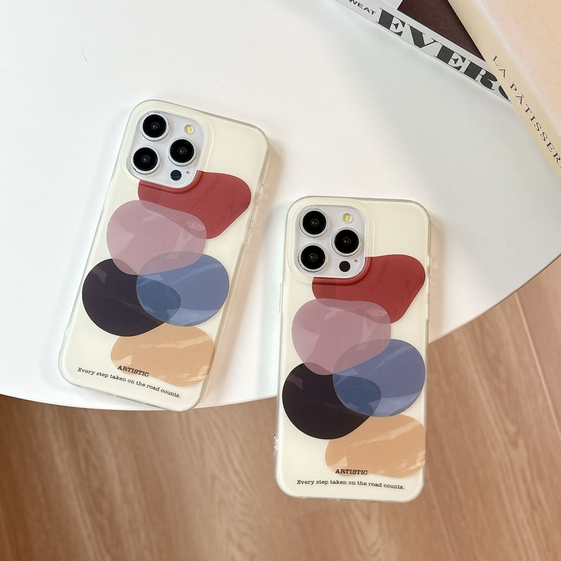 Brown Black Block Phone Case Compatible with iPhone 17 Pro Max Ins Matte Half Cover 16 14 Pro
