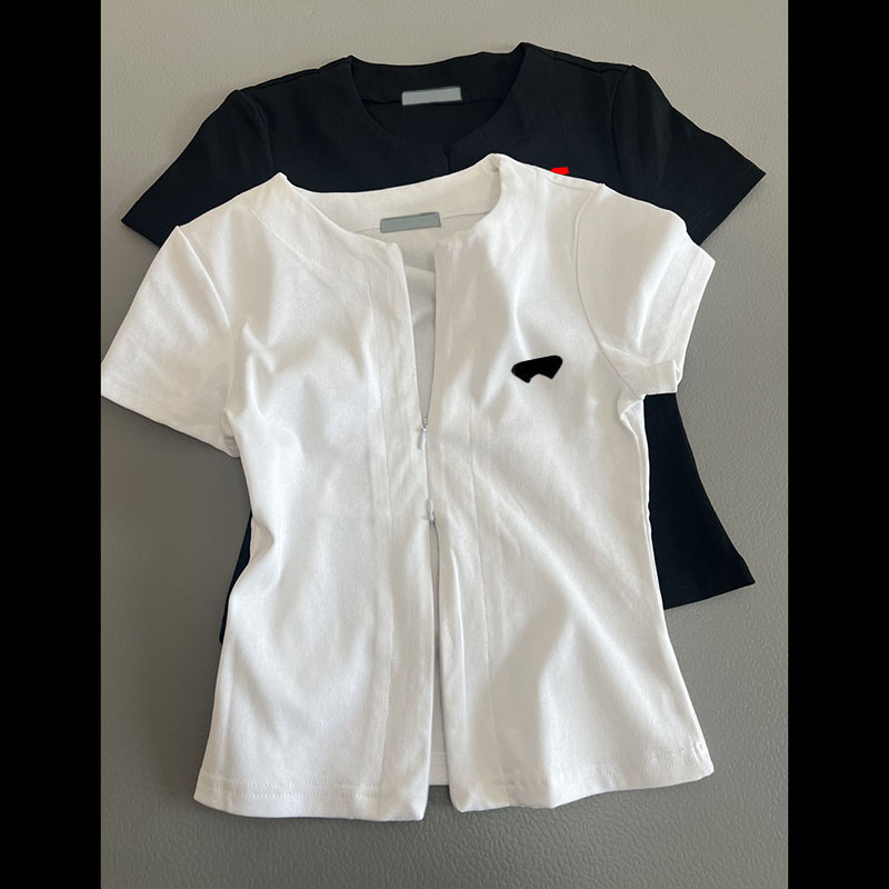 2025 Summer Women Tees Letter Tshir Slim Sports Cotton Classic T shirts Fashion Short Sleeves Tee High Quality Designer T shir yoga Half zipper elasticity