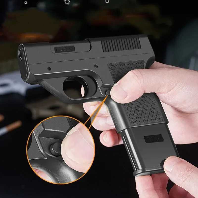 2023 New Clip Gun Type Butane Gas Lighter Three Capacity Cigarette Holder Windproof Jet Blue Flame Lighters Mens Gift NO GAS C251016
