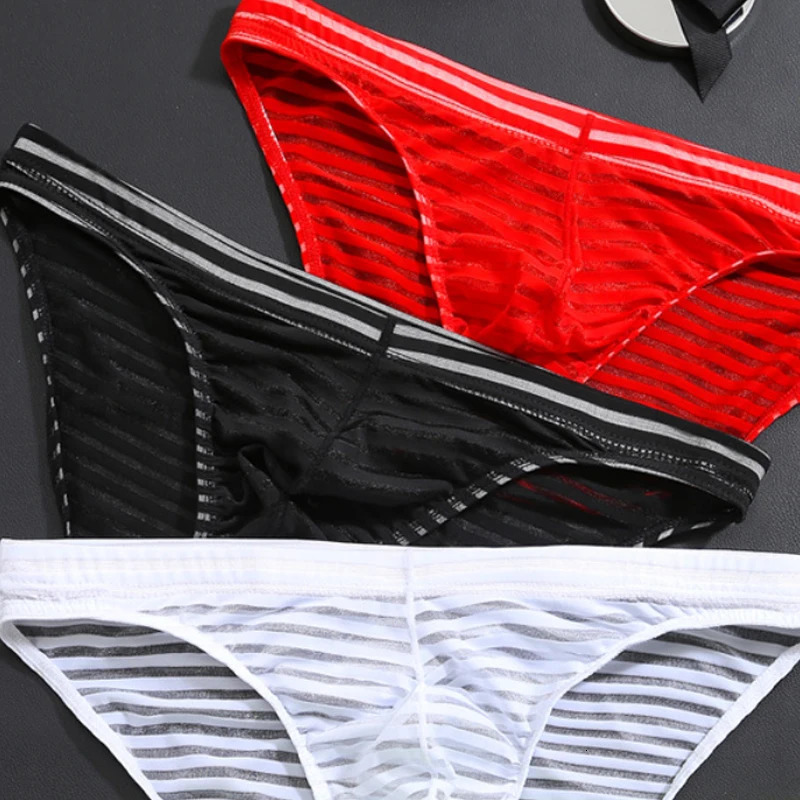 1 piece of mens underwear ultrathin transparent mesh summer fabric ice silk seamless sexy shorts breathable 250417