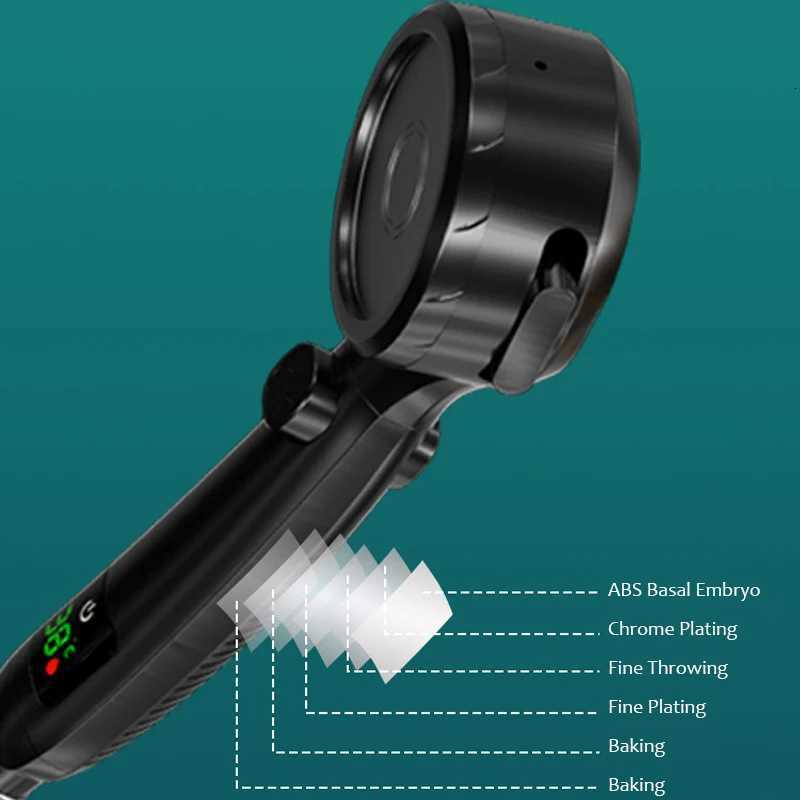 Intelligent Temperature Display LED Shower Head High Pressure 4 Modes Adjustable Rainfall Shower Water Saving Bathroom AcessoryM251120