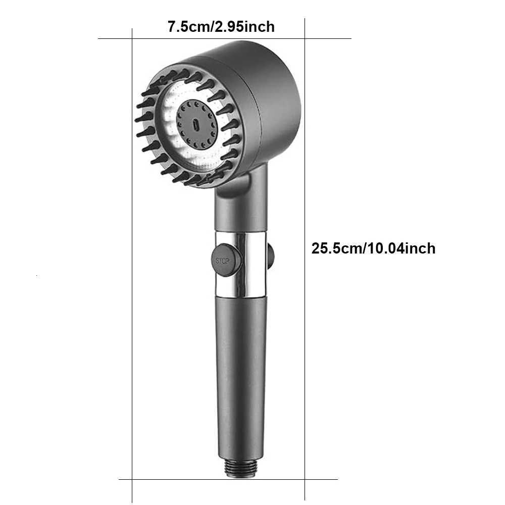 4 Modes Massage Shower Head with Brush Cotton Filters One-click Stop Water Saving High Pressure Handheld Showerhead for BathrooM251120