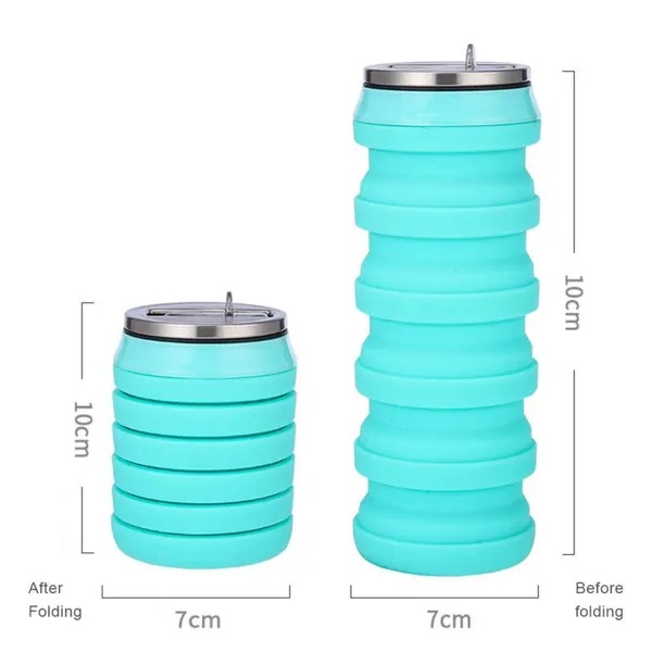 480ml Foldable Silicone Cup Creative Protable Travel Cycling Running Water Bottle Folding Outdoor Sports Kettle Drinkware Z260202