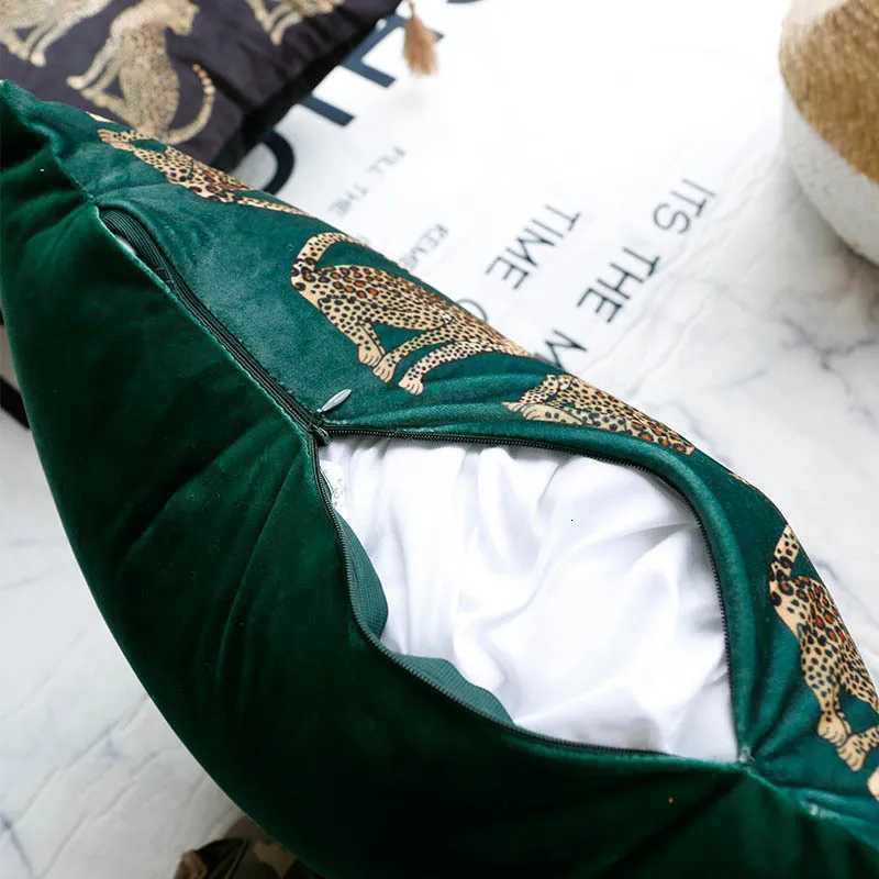 Pillow Case Vintage Leopard Print Cushion Cover Dutch Velvet Gold Border Fringe Case Nordic Light Luxury Home Throw Covers C251120