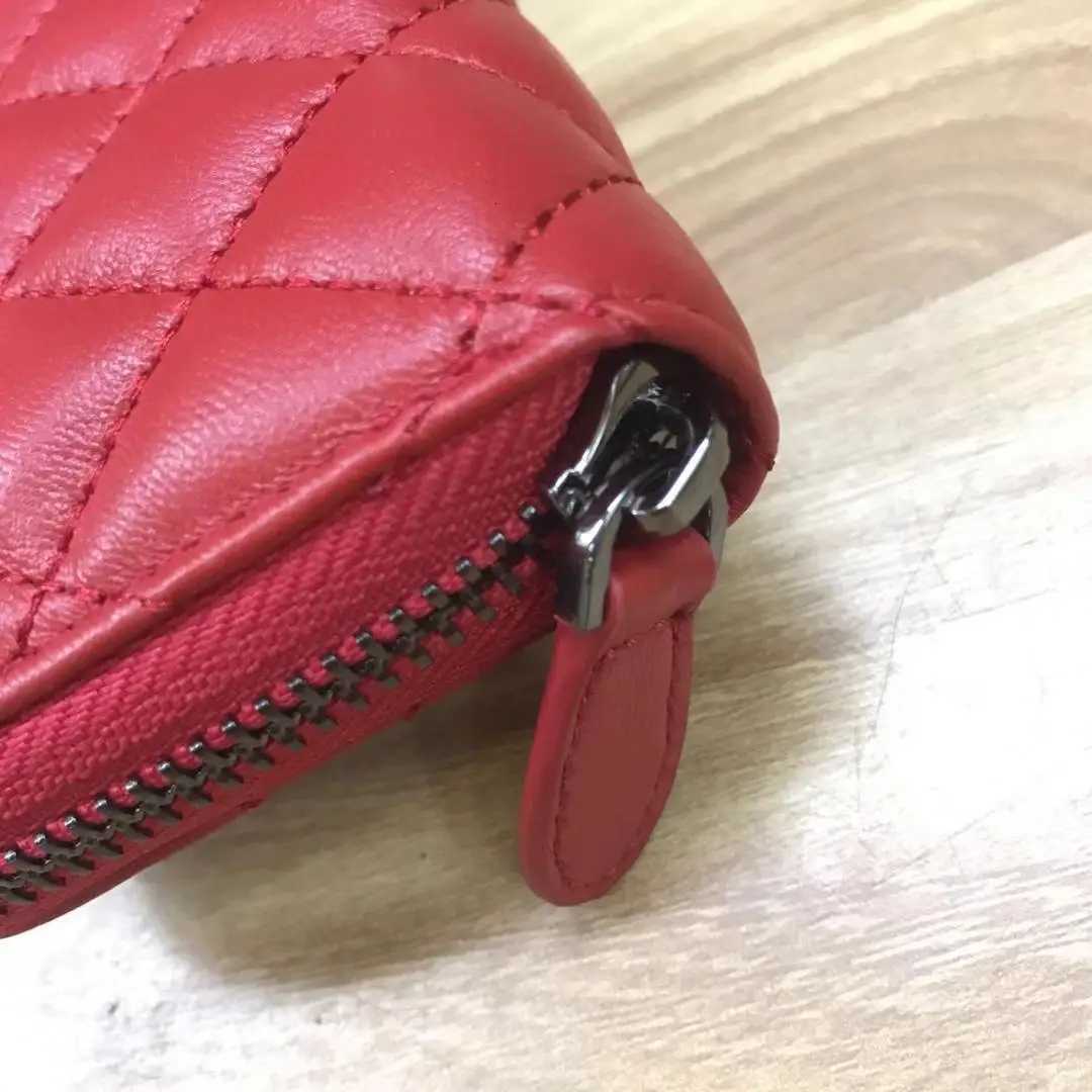 Lady Genuine Lambskin Short Zippy Wallet Designer Style Quilted Leather Coin Purse 5 ColorsW251120