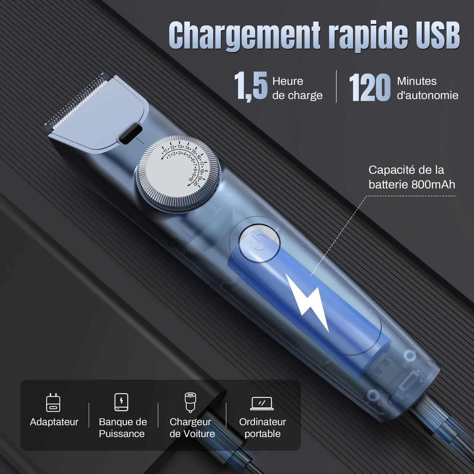 Professional Electric Hair Clipper Men Cordless Hair Trimmer Rechargeable LED Display IPX7 Adjustable Speed Hair Cutting MachineT251120