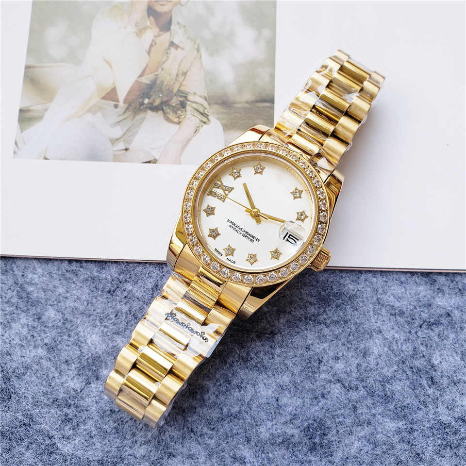 2025 Business Fashion Women's 31mm Full-Stainless Steel Strap Set with Diamonds AAA Fully Automatic Mechanical Watch