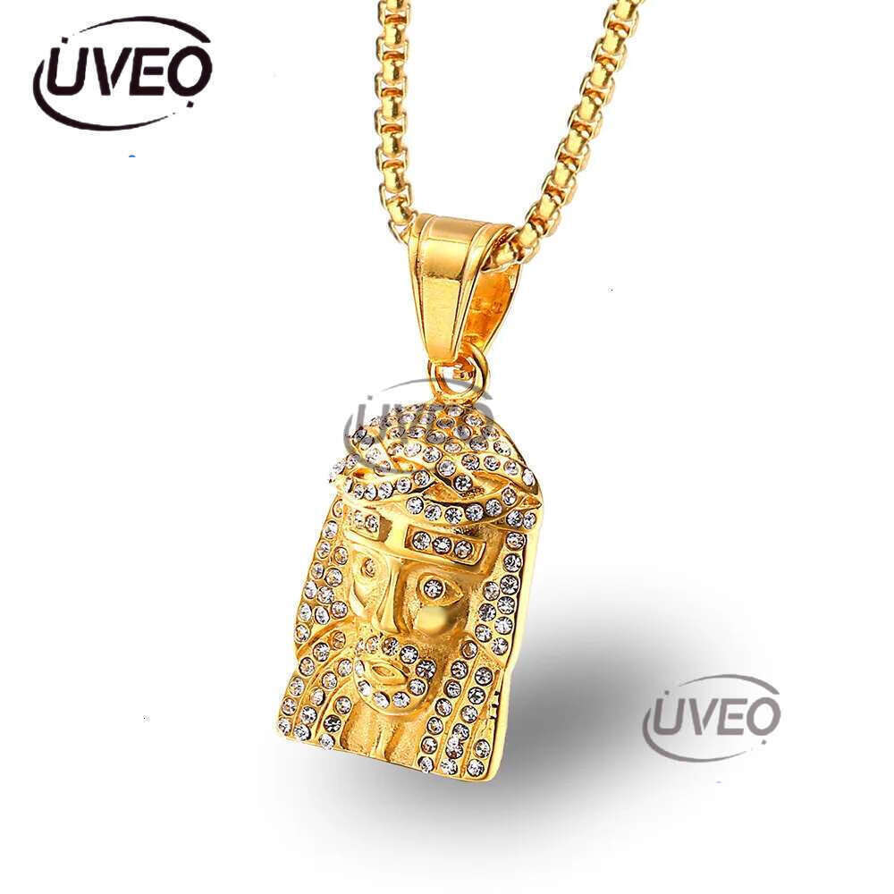 Pendant Necklaces Mens Hip Hop Necklace Jewelry Iced Out Jesus Piece With 60Cm Gold Cuban Chain Drop Delivery Pendants Dhgarden Oio