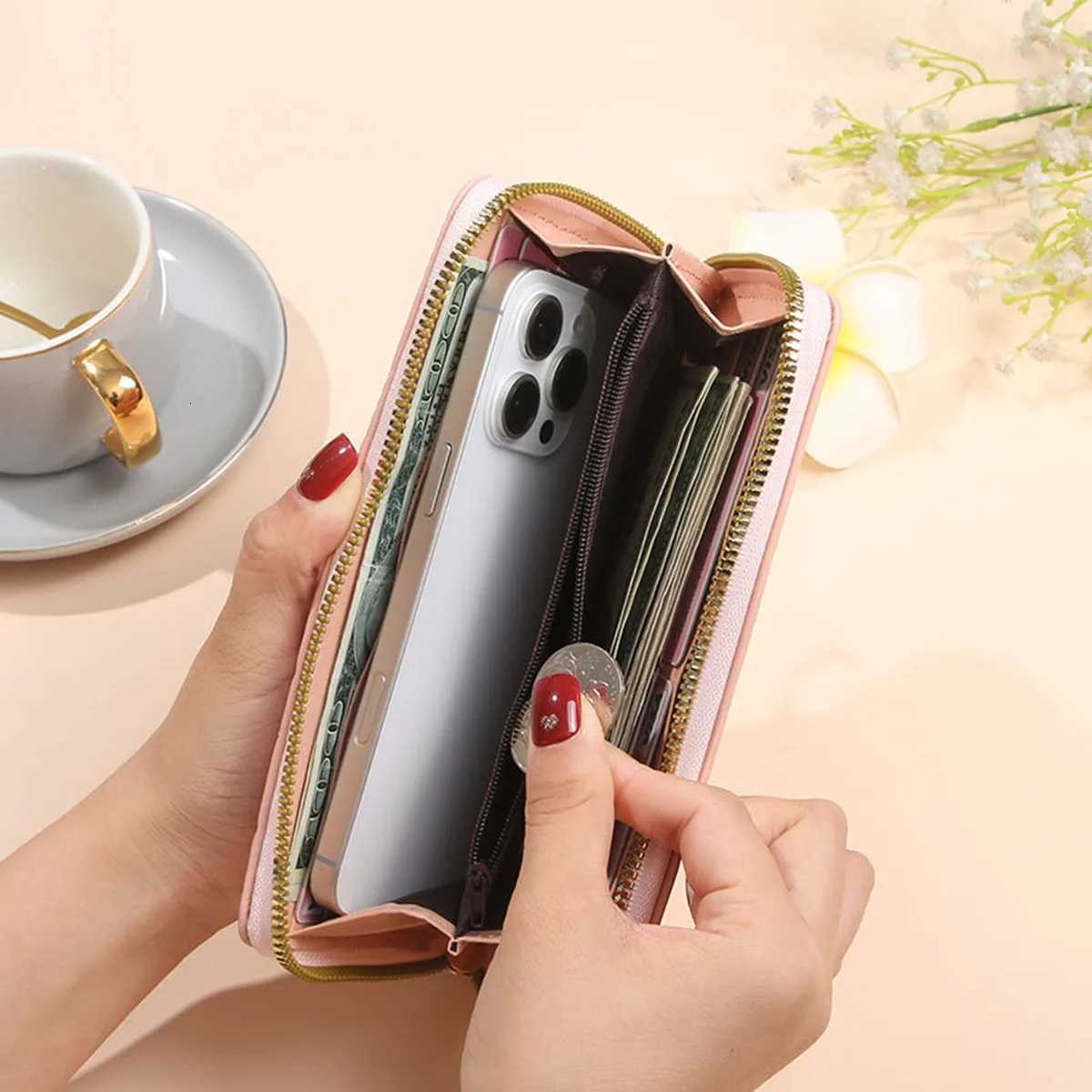 Ladies Long Pure Color Wallet Card Holder High-End Feelings Cross-Border Zipper Clutch HandbagW251120