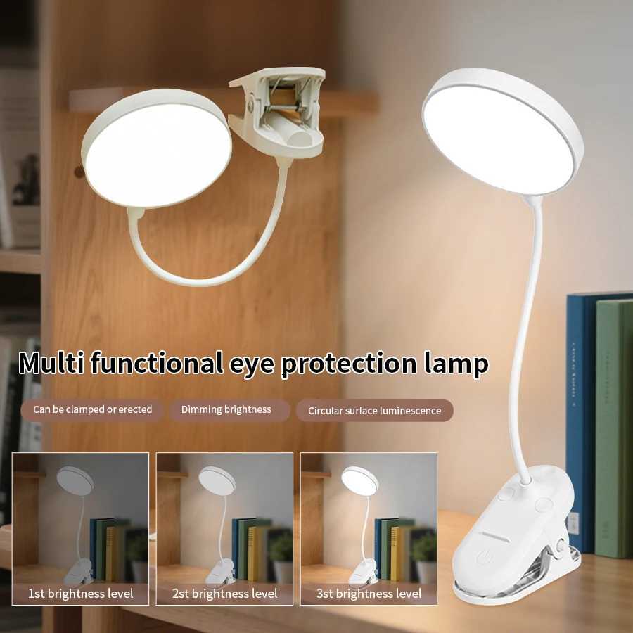 LED Desk Lamp USB Rechargeable Night Light Portable Clip Table Lamp Touch Study Read Lamp 3 Dimming Modes Eye Protection Light M251120